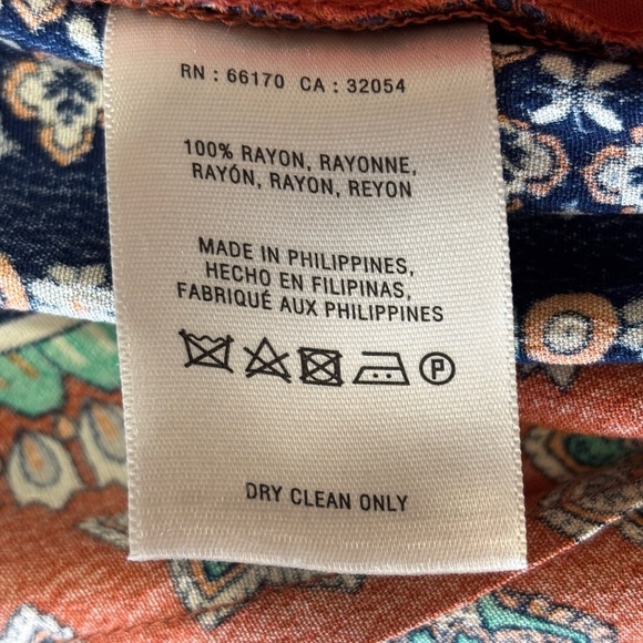 Anthropologie Elevenses Wide Leg Palazzo Bohemian Print Blue Orange Pants Size 4 - Picture 7 of 9